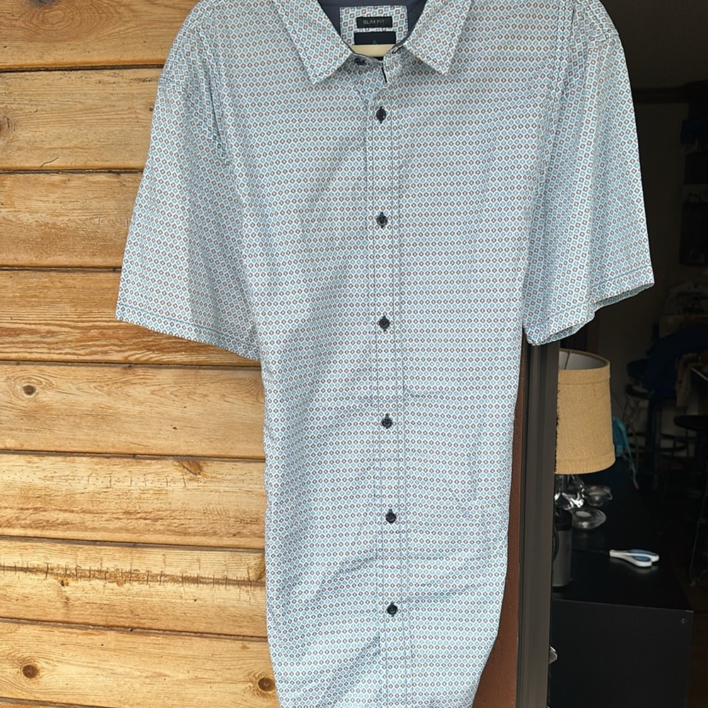 Prana Blue Lightweight Casual Button Down Shirt